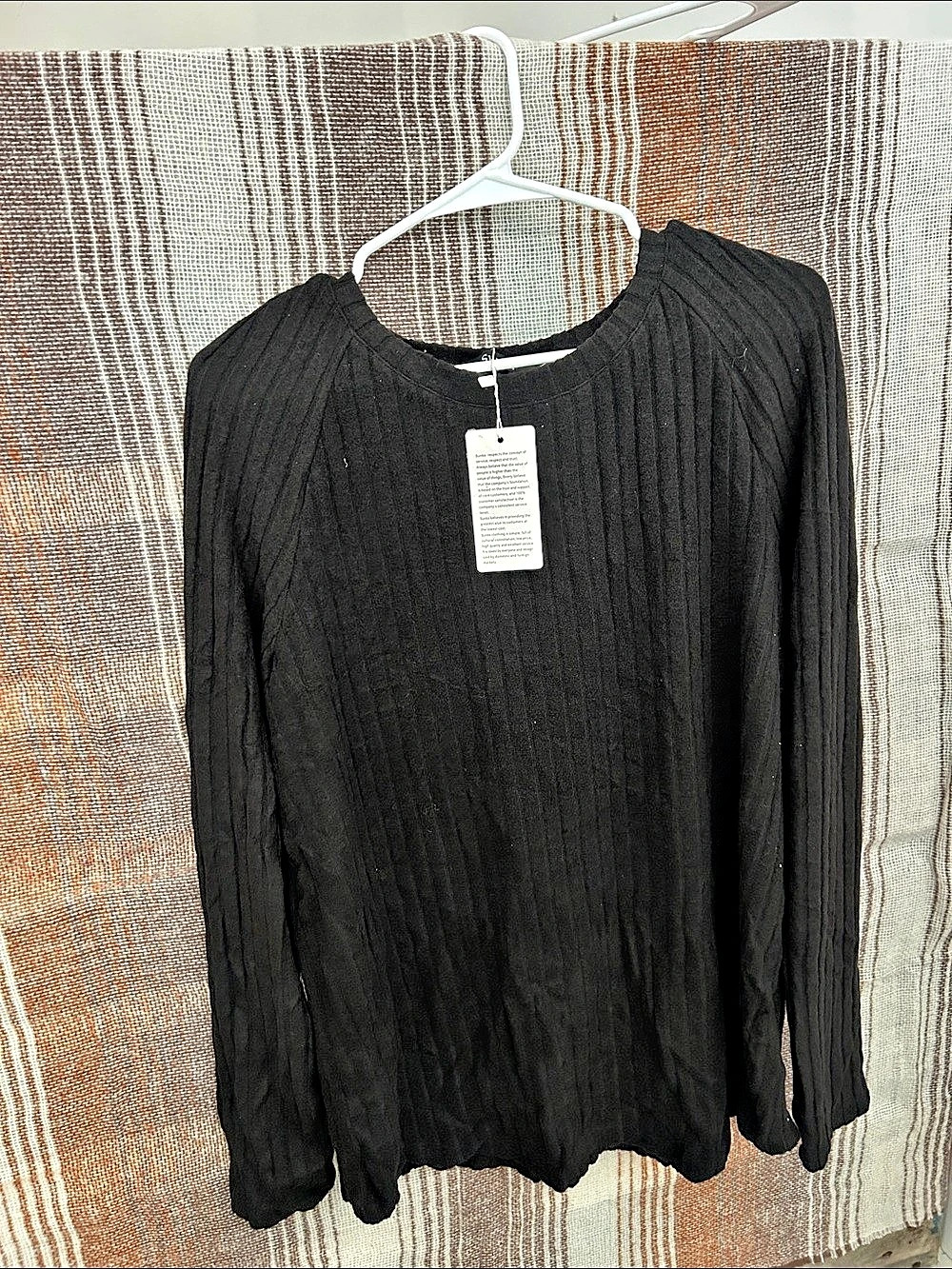 Sunbs Pleated Long Sleeve Blouse in Black XL NWT